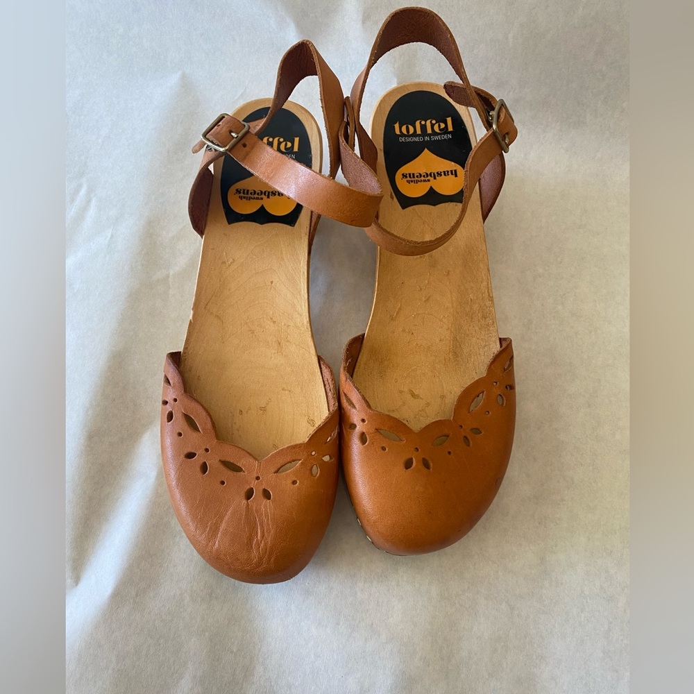 Swedish Hasbeens Toffel low heel clog size 39